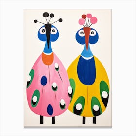 Colourful Kids Animal Art Peacock 2 Canvas Print