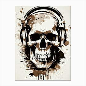 Skull With Headphones 114 Canvas Print