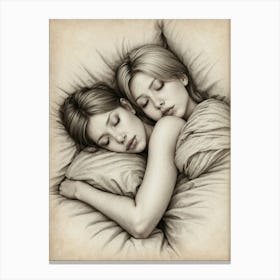 Two Girls Sleeping Canvas Print