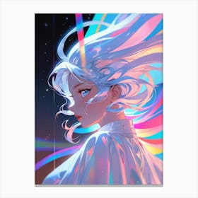 Anime Girl With White Hair Canvas Print