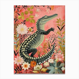 Floral Animal Painting Crocodile 3 Canvas Print