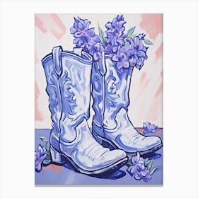 A Painting Of Cowboy Boots With Snapdragon Flowers, Fauvist Style, Still Life 11 Canvas Print