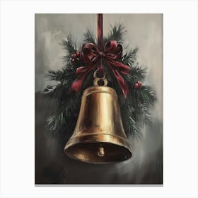 Christmas Bell With Wreath Canvas Print