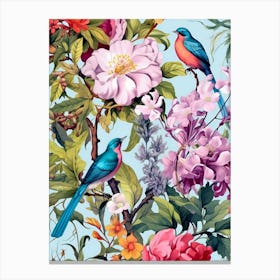 Birds And Flowers Inspired by William Morris Canvas Print