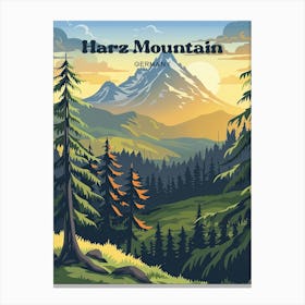 Harz Mountain Germany Snow Digital Travel Illustration Canvas Print