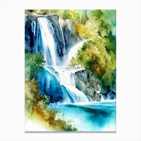 Zrmanja Waterfalls, Croatia Water Colour  (2) Canvas Print