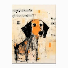 Dog With Music Notes Style Abstract Canvas Print