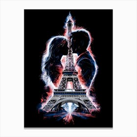 Couple With the Eiffel Tower Canvas Print