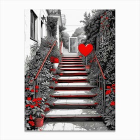 Colorful Stairway With Heart (4) Canvas Print