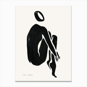 Minimal Black Nude Painting Cross Arms & Legs Canvas Print