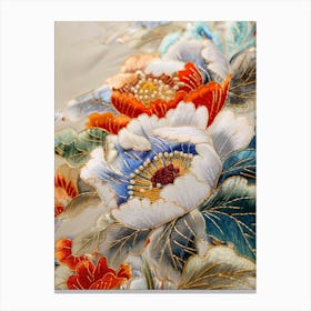 Asian Floral Embroidery Canvas Print