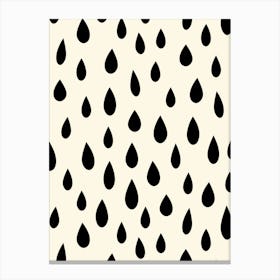 Little Falling Rain Drops Black on White Canvas Print