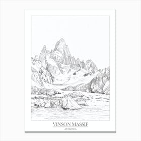 Vinson Massif Antarctica Line Drawing 5 Poster Canvas Print