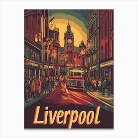 Aihrgdesign A 1970s Inspired Travel Poster For Liverpool 2 Canvas Print