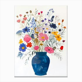 Wildflowers In A Blue Vase Canvas Print