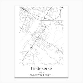 Liedekerke,Belgium Minimalist Map Canvas Print