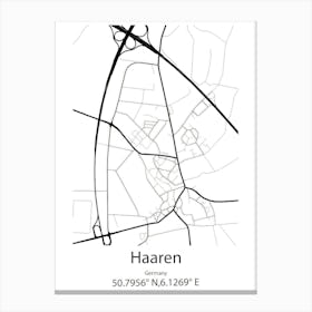 Haaren,Germany Minimalist Map Canvas Print