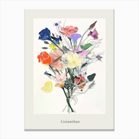 Lisianthus 1 Collage Flower Bouquet Poster Canvas Print