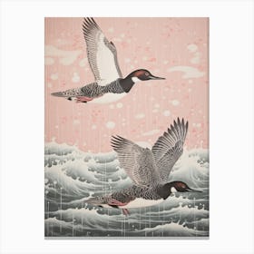 Vintage Japanese Inspired Bird Print Common Loon 2 Canvas Print