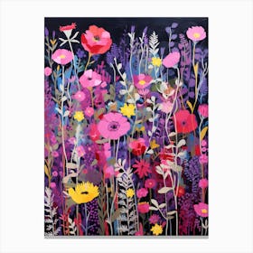 Wildflowers In Pink Screen Print Canvas Print