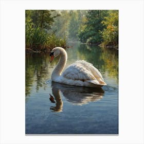 Swan In The Water 1 Canvas Print