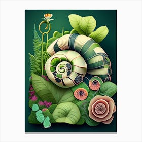 Garden Snail Feeding On Plants Patchwork Canvas Print