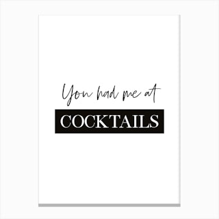 You Had Me At Cocktails Quote Canvas Print