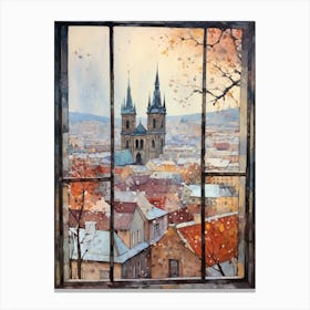 Winter Cityscape Prague Czech Republic 3 Canvas Print