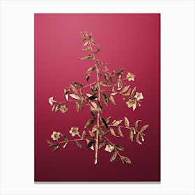 Gold Botanical Goji Berry Branch on Viva Magenta n.2030 Canvas Print