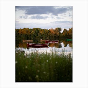 Boat Reflections On The Lake Canvas Print