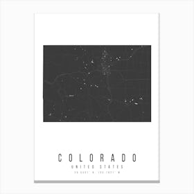 Colorado Mono Black And White Modern Minimal Street Map Canvas Print