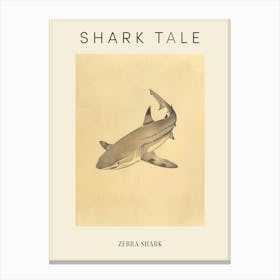 Zebra Shark Vintage Illustration 6 Poster Canvas Print