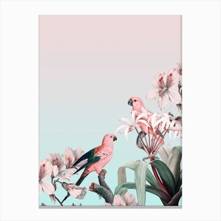 Pastel Parrots Paradise Canvas Print