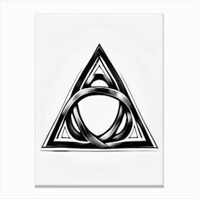 Triquetra, Symbol, Third Eye Simple Black & White Illustration 2 Canvas Print
