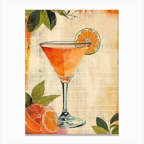 Orange Martini Rustic Inspired Illustration Canvas Print