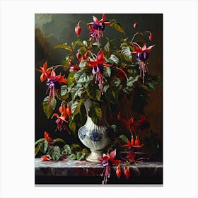 Baroque Floral Still Life Fuchsia 3 Canvas Print