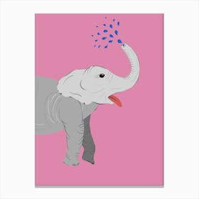 Cheeky elephant blowing water Toile