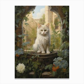 Cat In Botanical Monastery 2 Canvas Print