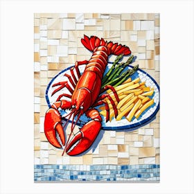 Lobster On A Plate 3 Canvas Print