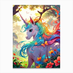 Unicorn In The Forest 20 Canvas Print