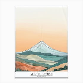 Mount Olympus Macedonia Color Line Drawing 4 Poster Canvas Print