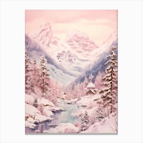 Dreamy Winter Painting Berchtesgaden National Park Germany 3 Canvas Print