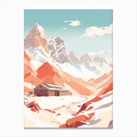 Vintage Winter Travel Illustration Pamir Mountains Tajikistan 3 Canvas Print