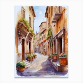 Watercolor Street Painting Canvas Print