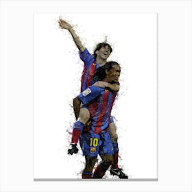 Messi And Ronaldinho 1 Canvas Print