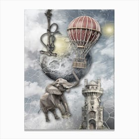 Elephant Balloons Surreal Illustration Art 01 Canvas Print