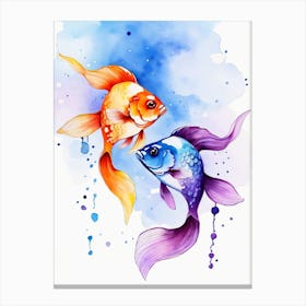 Twin Goldfish Watercolor Painting (57) Canvas Print