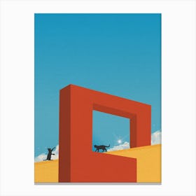 Minimal art Architecture Cat In The Sky Canvas Print
