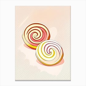 Cinnamon Rolls Dessert Minimal Line Drawing Flower Canvas Print