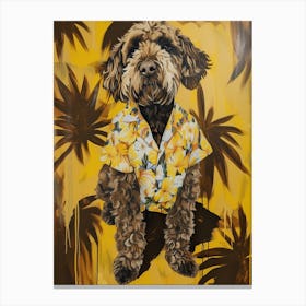 Animal Party: Crumpled Cute Critters with Cocktails and Cigars Hawaiian Dog 2 Canvas Print